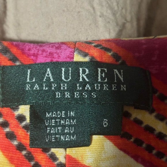 Ralph Lauren Red and Orange Striped Midi Dress size 6 - Picture 8 of 13